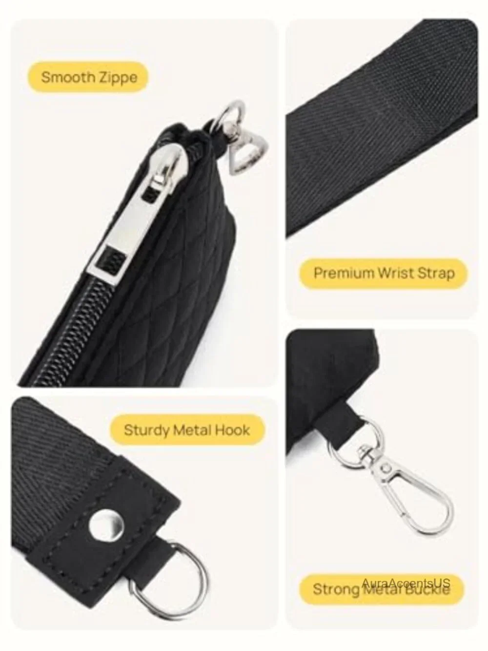 Mini Zip Around Wristlet Wallet Dual Pouch Coin Purse Keychain